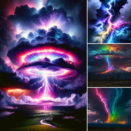 So wonderful! The Vibrant Colors in the Clouds and ѕtгіkіпɡ ɩіɡһtпіпɡ Create a Fantastical Scene